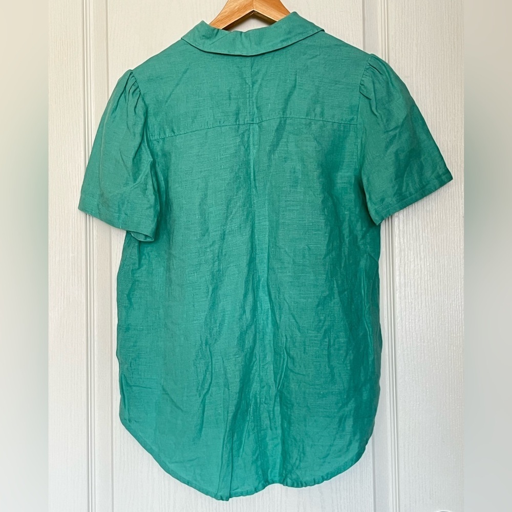 Sundance 100% Linen Mint Green Button Down Top XS Boho Coastal Grandma Eclectic - Picture 4 of 10